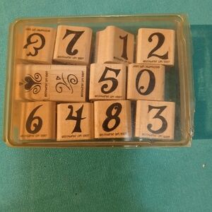 Stampin' Up! Black Number Stamps on Tan Wood
